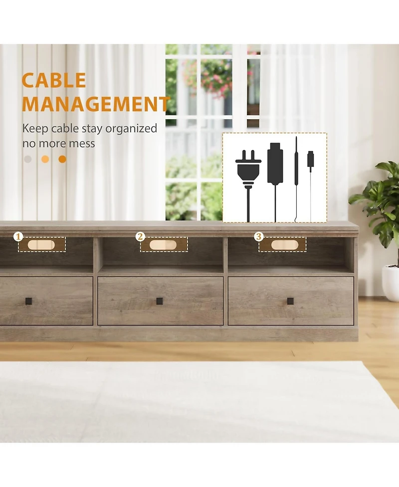 gaomon 70in Tv Stand for TVs up to 80", Mid Century Modern Entertainment Center with Storage Drawer and Open Shelves