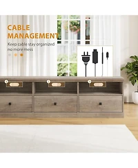 gaomon 70in Tv Stand for TVs up to 80", Mid Century Modern Entertainment Center with Storage Drawer and Open Shelves