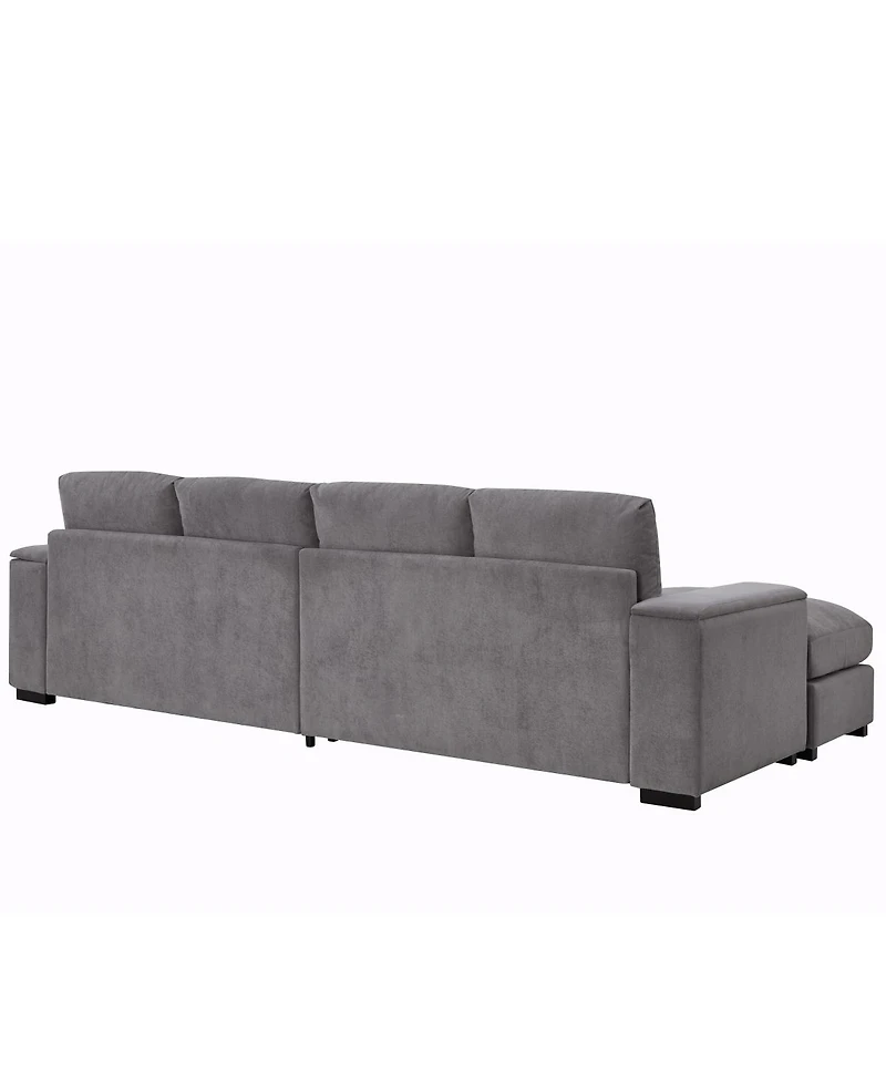 Streamdale Furniture Corduroy Deep Seat Sectional Sofa Couch with Ottomans - (4-Seat, 2-Ottoman)