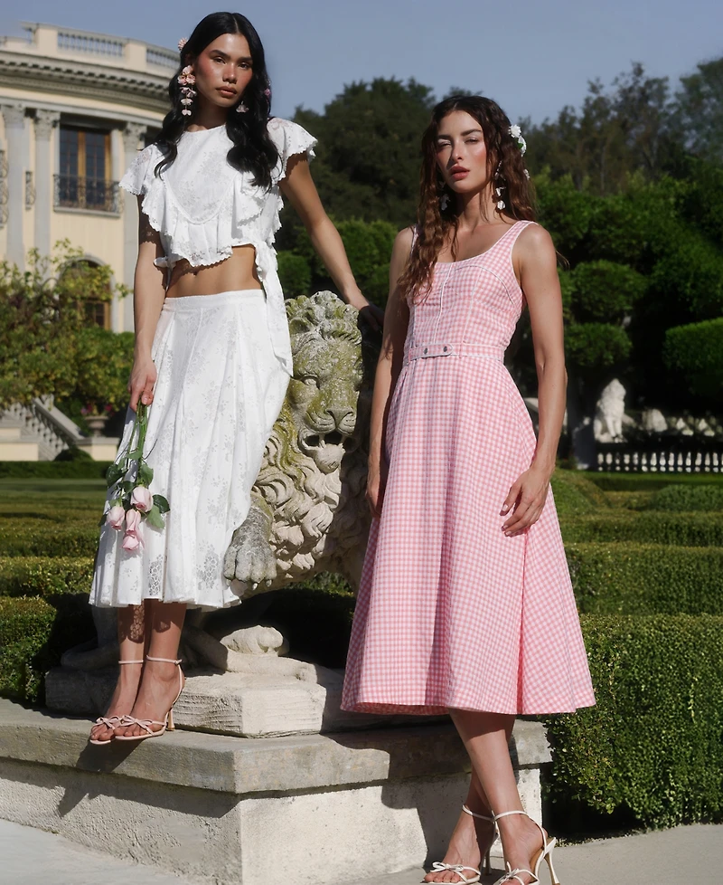 Avec Les Filles Women's Gingham Checkered Midi Dress