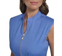 Vince Camuto Women's Mandarin Collar Fit And Flare Dress