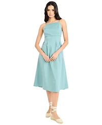 Maggy London Women's Square Neck Spaghetti Strap Midi Dress