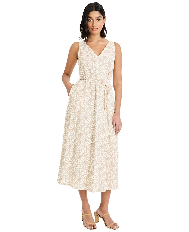 Maggy London Women's Sleeveless V-Neck Midi Dress