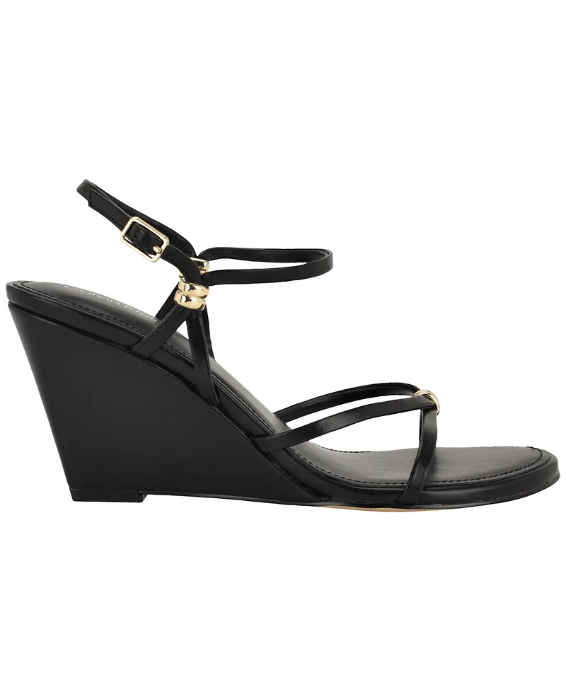 Calvin Klein Women's Deliney Round Toe Wedge Sandals