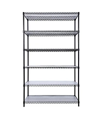 Rainsken 6-Tier Metal Wire Shelving Unit, Heavy Duty Adjustable Storage Rack with Wheels, Shelf Liners