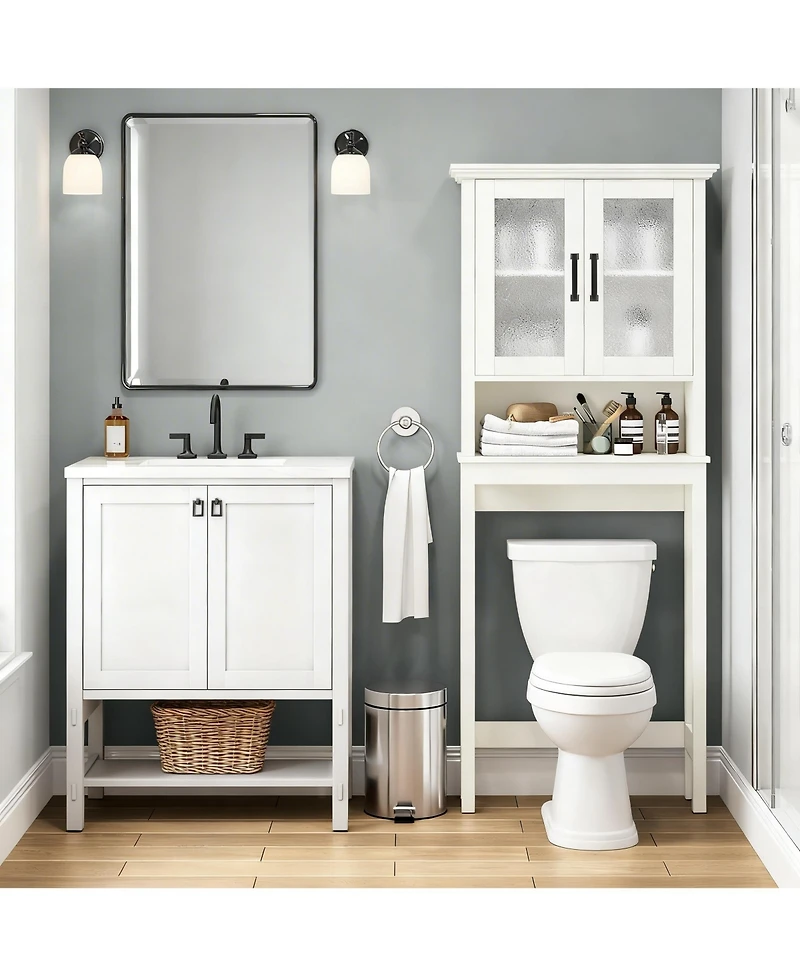 Yigii Adjustable Over the Bathroom Storage Shelf with Glass Doors