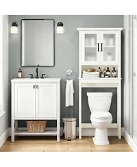 Yigii Adjustable Over the Bathroom Storage Shelf with Glass Doors