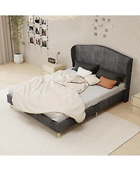 Streamdale Furniture Velvet Upholstered Queen Bed - Luxurious & Peaceful Master Bedroom Focus