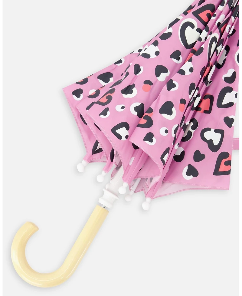 Deux par Deux Girl Color-Changing Umbrella Hearts Print