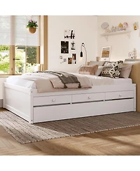Streamdale Furniture Full Platform Bed with Trundle, 2 Drawers, Power Strip