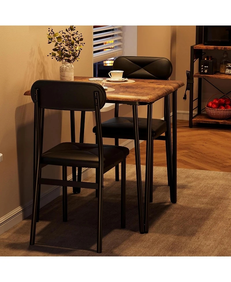 gaomon Dining Table Set for 4 Kitchen Table with Upholstered Chairs for Kitchen Room and Small Spaces (Retro Table with 2 Upholstered Chairs)