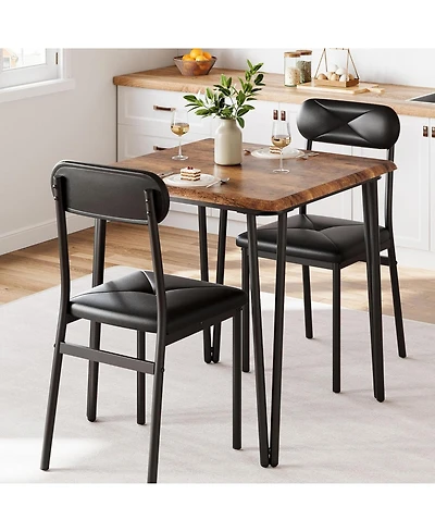 gaomon Dining Table Set for 4 Kitchen Table with Upholstered Chairs for Kitchen Room and Small Spaces (Retro Table with 2 Upholstered Chairs)