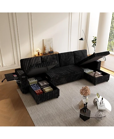 Streamdale Furniture U Shaped Sleeper Sofa- 2 in 1 Pull Out Bed