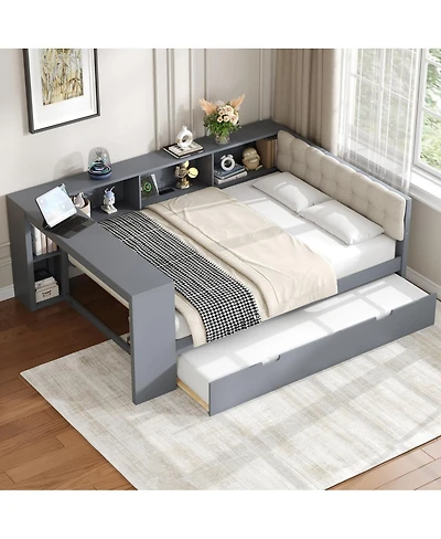 Streamdale Furniture Streamdale Wood Platform Bed w/Storage, Trundle, Charging Station