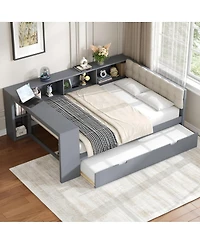 Streamdale Furniture Streamdale Wood Platform Bed w/Storage, Trundle, Charging Station