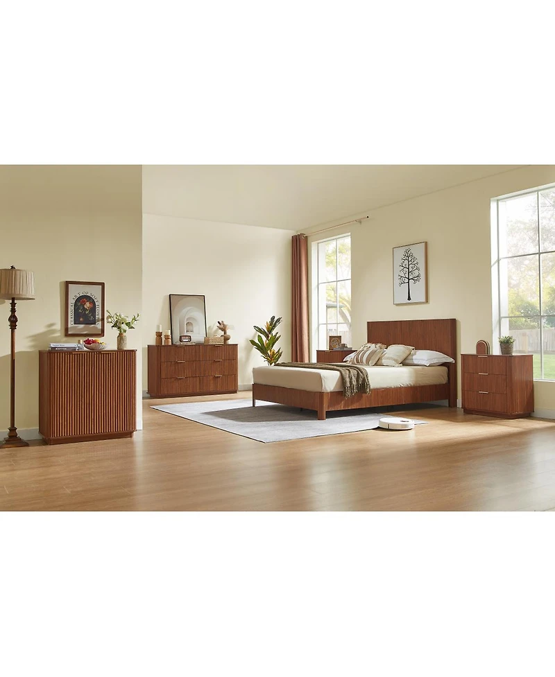 Streamdale Furniture Streamdale Wooden corrugated curved lines,No Box Spring Needed
