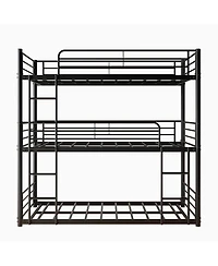 Streamdale Furniture Sturdy Metal Triple Bunk Bed with Guardrails & Ladders