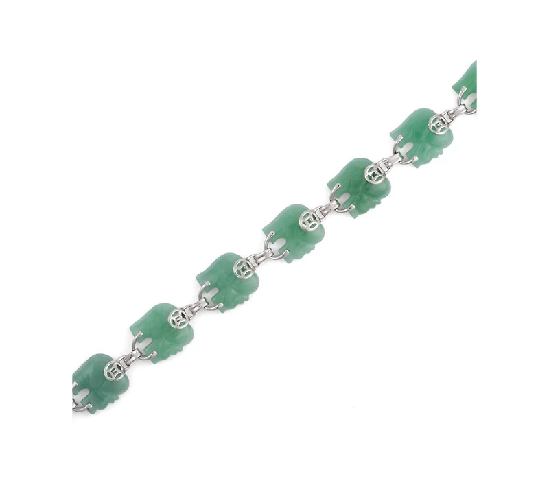 Macy's Green Jade Elephant (15 x 15mm) Station Bracelet in Sterling Silver
