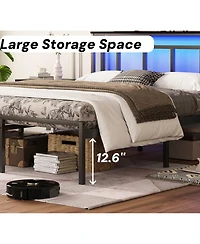 Streamdale Furniture 14" Twin Bed Frame w/ Storage Headboard, Usb-c, Led Light