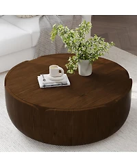 Streamdale Furniture Streamdale Modern Wood Grain Drum Coffee Table