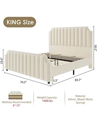 gaomon Channel Upholstered HeadboardUpholstered Tufted Adjustable Bed Headboard with Nailhead Decor