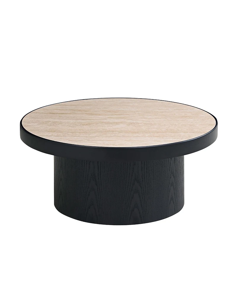 Streamdale Furniture Streamdale Set of 2 Coffee Table, Round Sintered Stone Tabletop