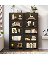 Streamdale Furniture Streamdale 76.75" Tall Iron Display Cabinet with Glass Doors & Led Lights