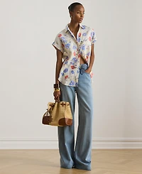 Lauren Ralph Women's Relaxed Fit Floral Collared Shirt