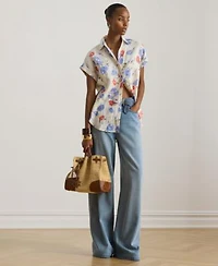 Lauren Ralph Lauren Womens Relaxed Fit Floral Collared Shirt