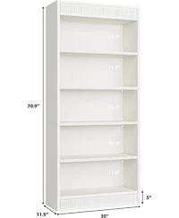 gaomon Tall Farmhouse Bookcase – 5-Tier Bookshelf with Fluted Design and Display Rack, Rustic Wood Freestanding Book Shelf for Office, Library