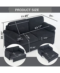 Streamdale Furniture Convertible Pull Out Sofa Bed Queen Size, 3-in-1 Sleeper Couch with Storage