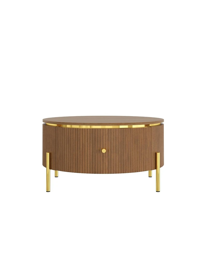 Streamdale Furniture 31.5" Modern Round Coffee Table with 2 Drawers