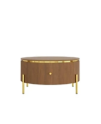 Streamdale Furniture 31.5" Modern Round Coffee Table with 2 Drawers