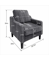 Streamdale Furniture Living Room Accent Chair - Soft Chenille Comfy Armchair for Small Spaces