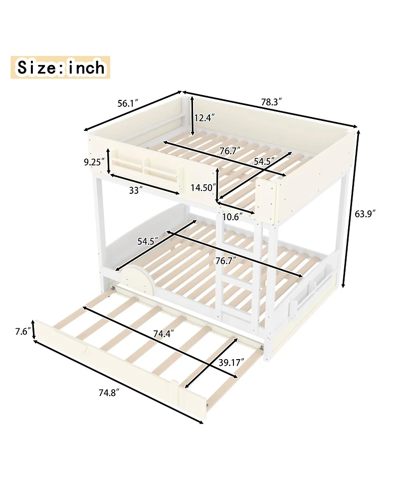 Streamdale Furniture Full Bunk Bed with Trundle and Storage