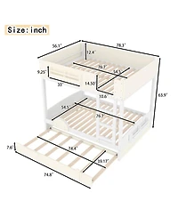 Streamdale Furniture Full Bunk Bed with Trundle and Storage