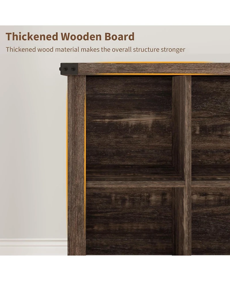 gaomon 9-Cube Storage Organizer Bookshelf – 4-Tier Farmhouse Horizontal Wood Bookcase, 37.4" Long Low Shelf for Entryway, Living R