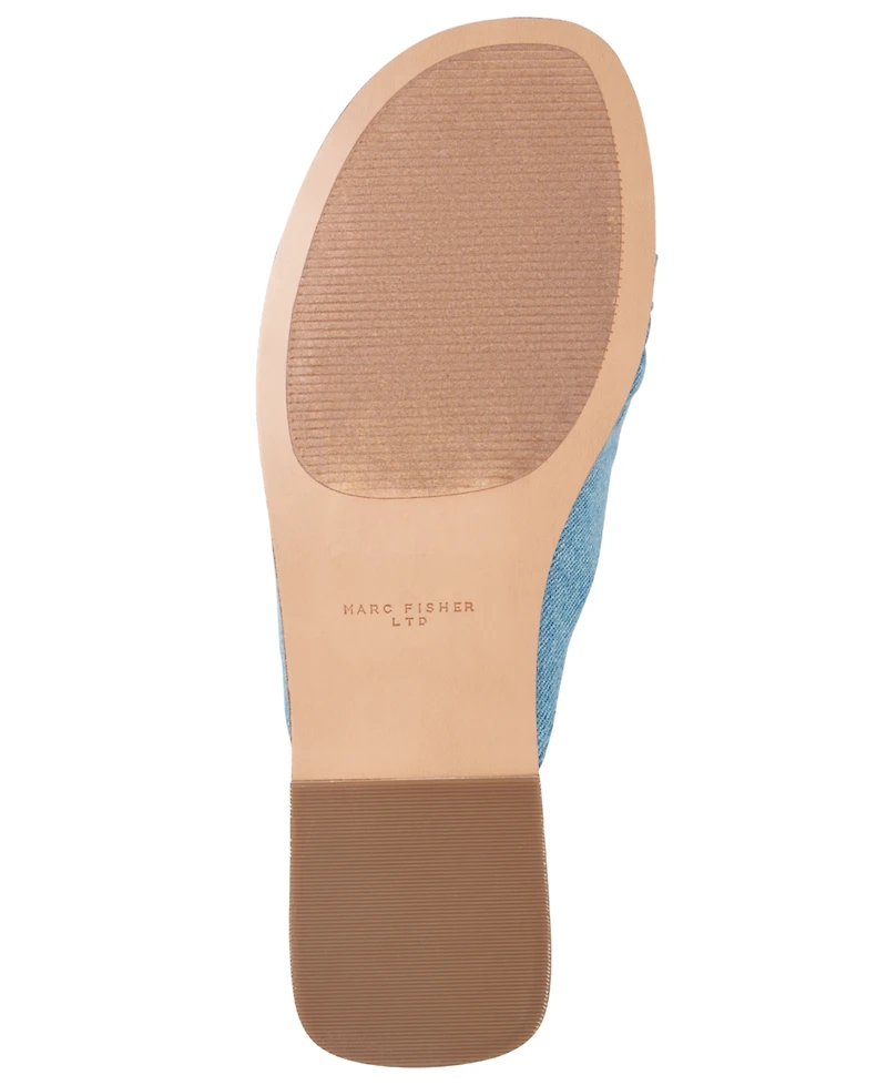 Marc Fisher Ltd Women's Dalani Ornamented Ruched Flat Slip-On Sandals