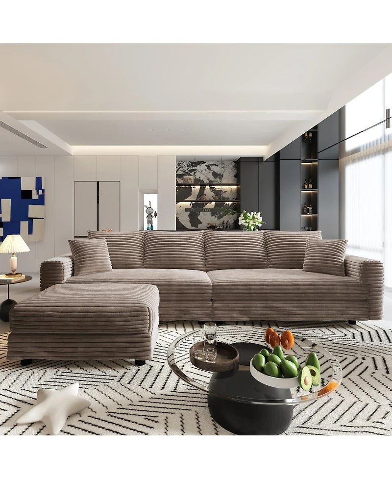 Streamdale Furniture Streamdale 102" Plush Corduroy 4-Seat Sofa