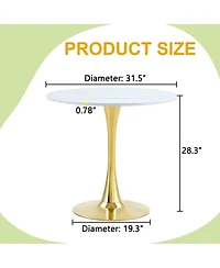 Streamdale Furniture Streamdale Round Dining Table, 31.5" Tulip Bistro Table for Kitchen, Living Room, Cafe