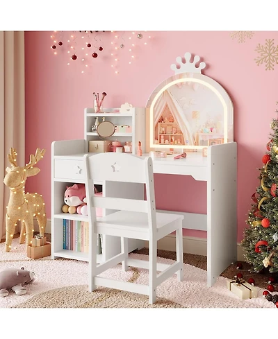 gaomon Kids Vanity with Lighted Mirror