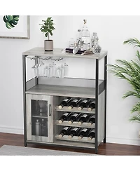 gaomon Wine Cabinet with Large Storage Space and Detachable Rack Small Sideboard and Buffet Cabinet with Mesh Door