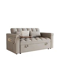 Streamdale Furniture Streamdale 65-inch 3-in-1 Foldable Sofa Bed with Table, Storage Armrests & Adjustable Back