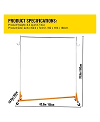 Rainsken Z Rack, Adjustable Height Rolling Z Garment Rack, Sturdy Steel Z Base Clothing Rack with Lockable Casters for Home and Garment Store