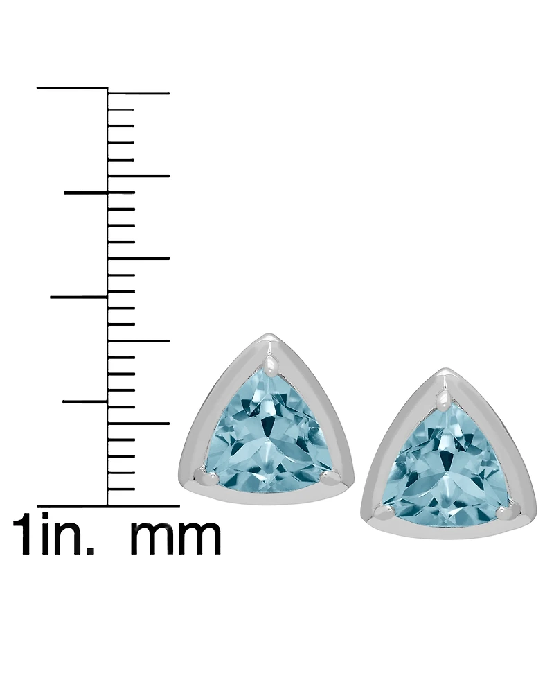 Macy's 2-Pc. Genuine Blue Topaz (2.98 ct. t.w.) Trillion Pendant Necklace and Stud Earrings Set Sterling Silver