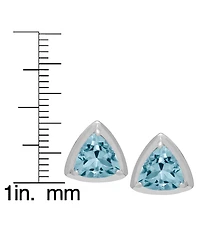 Macy's 2-Pc. Genuine Blue Topaz (2.98 ct. t.w.) Trillion Pendant Necklace and Stud Earrings Set Sterling Silver