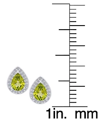Macy's 2-Pc. Genuine Peridot (1.80 ct. t.w.) and White Topaz (0.36 ct. t.w.) Pear Pendant Necklace and Stud Earrings Set in Sterling Silver