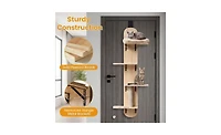 Aostirmotor Height-Adjustable Door Cat Tree, 5-Level No-Drill Climber for Apartments