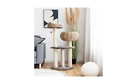 Aostirmotor 41" Hand-Woven Cat Tree with 3 Sisal Posts, Multi-Level Activity Center