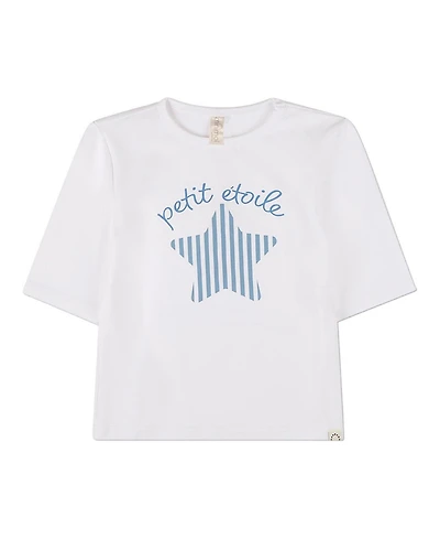 MeMoi Little Girls "Petit Etoile" Cotton-Rich Star-Themed 3/4-Sleeve T-Shirt